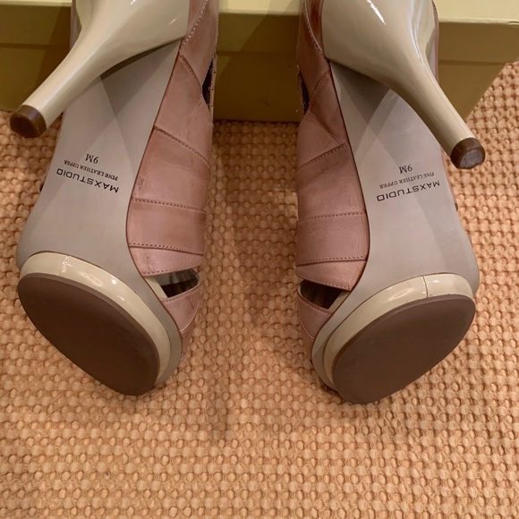 🔥Max Studio Peep ToeHighHeel Shoe Beige Sz9 NWOT CLEAN NEVER WORN! Narrow! - Picture 7 of 10